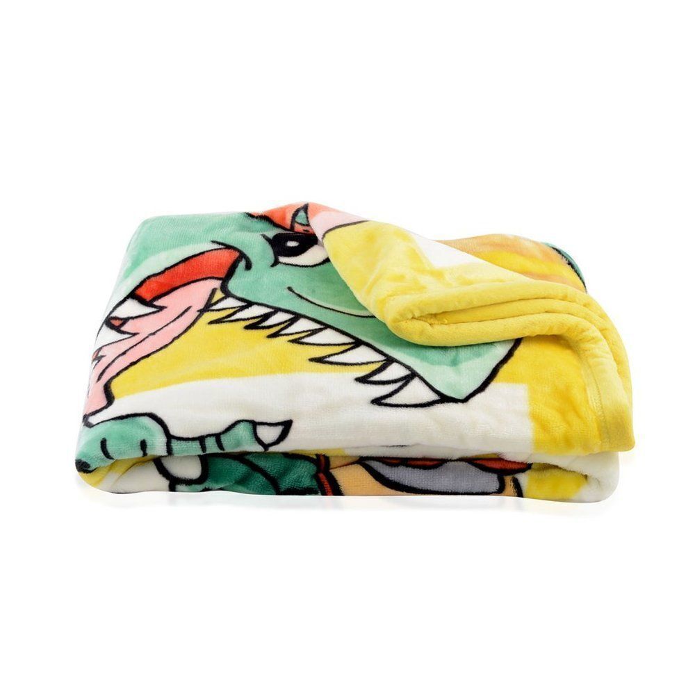 Kids Blanket T- Rex Yellow and Green